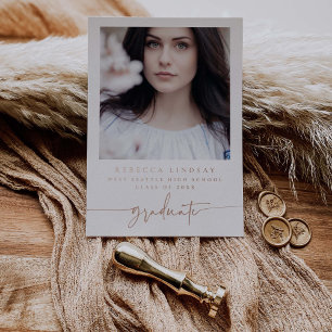 Foil Script Graduation Announcement Photo Cards