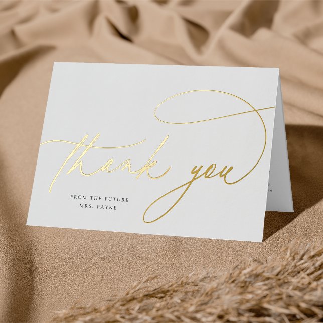 Foil Script Simple Elegant Personalised Thank You Greeting Card (Creator Uploaded)