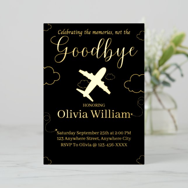 Foil See You Later Farewell Goodbye Invite Card (Standing Front)