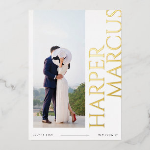 Foil Side Names Modern Photo Save the Date Card