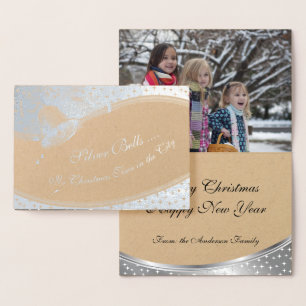 Foil Silver Bells YOUR PHOTO INSIDE Foil Card