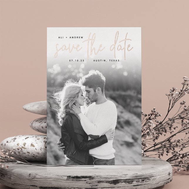 Foil Sketched Announcement | Photo Save the Date (Creator Uploaded)