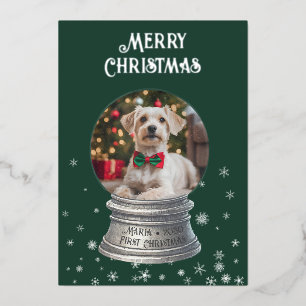 Foil Snow Globe Photo Holiday Card