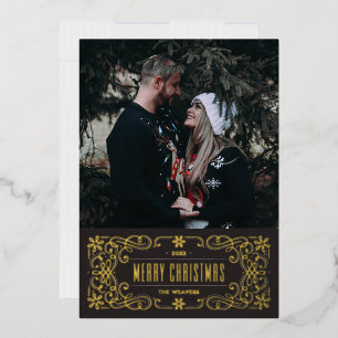 Foil Snowflake Flourish Frame Card - Black