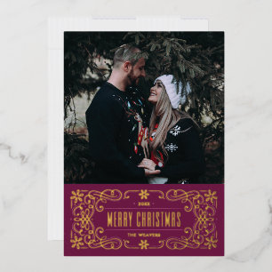 Foil Snowflake Flourish Frame Card - Purple