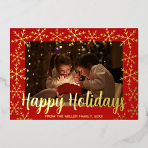 Foil Snowflakes Happy Holidays Photo Card