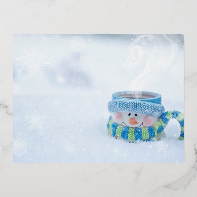Foil Snowman illustration postcard (Front)