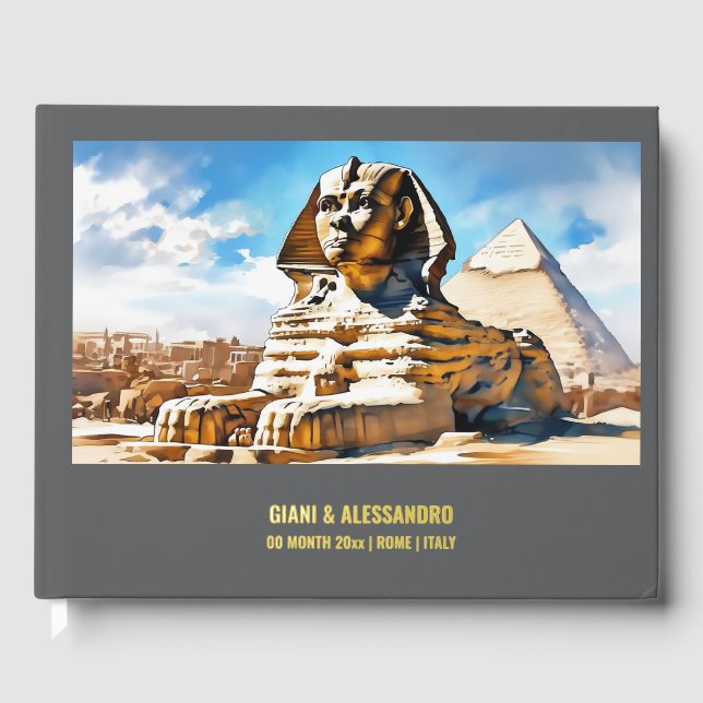 Foil Sphinx Egypt Cairo Giza watercolor travel Guest Book (Front)