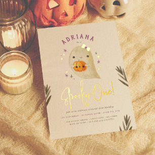 Foil Spooky One Girl Halloween First Birthday