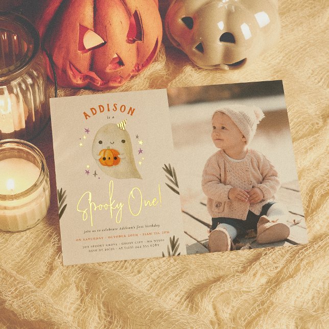 Foil Spooky One Halloween First Birthday Photo (Creator Uploaded)