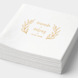 Foil Stamped Napkins in retro floral style.