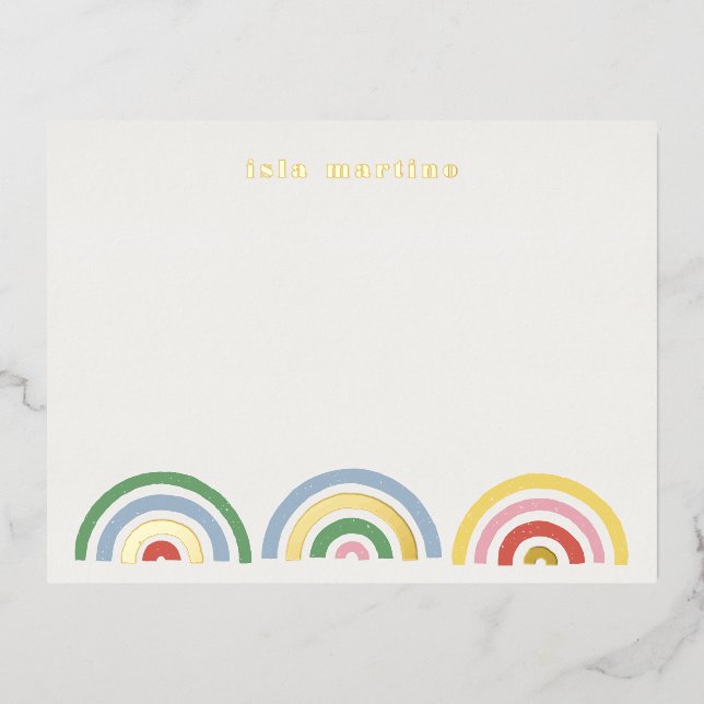 Foil Stamped Rainbows Stationery Card - Cherry (Front)