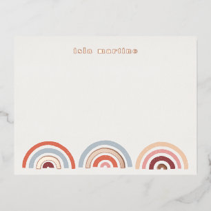 Foil Stamped Rainbows Stationery Card - Maroon