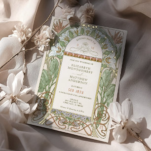 Foil Strelitzia Wedding Invitations Nouveau Mucha