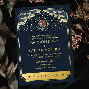 Foil Sun and Moon Tarot Card Wedding Invitation