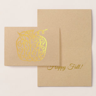 Foil Swirl Pumpkin   Fall Harvest Foil Card