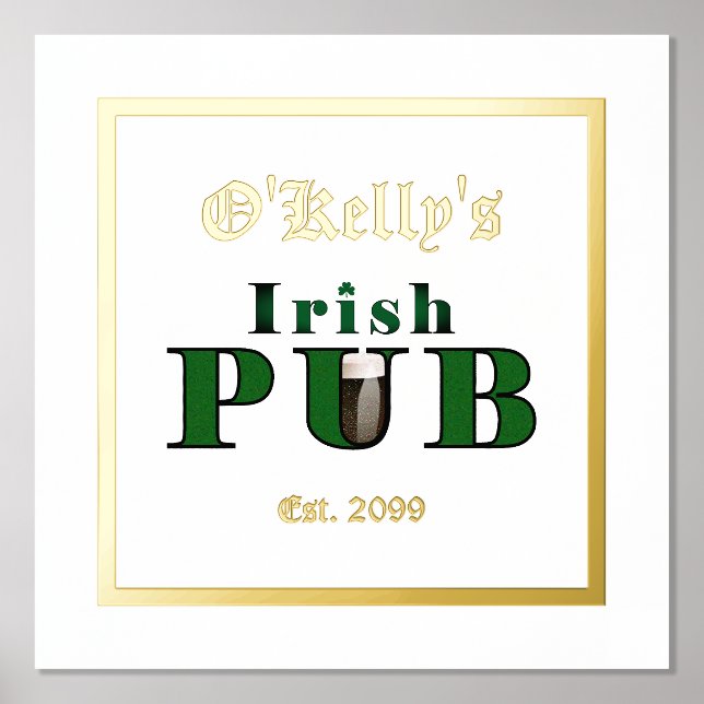 Foil Text Accent Irish Pub Print Poster (Front)