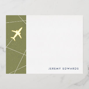 Foil The Jet Set Travel Stationery Card - Green