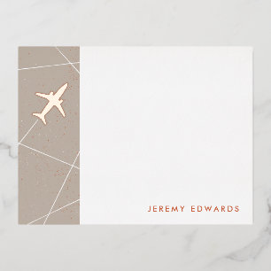 Foil The Jet Set Travel Stationery Card - Grey