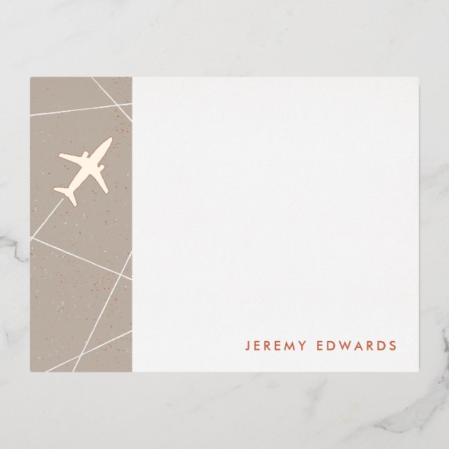Foil The Jet Set Travel Stationery Card - Grey (Front)