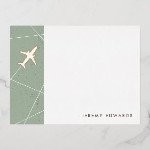 Foil The Jet Set Travel Stationery Card - Mint