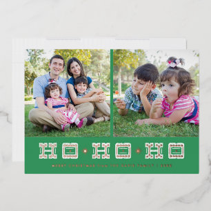 Foil Typographic Ho Ho Ho Holiday Card - Green