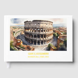 Foil watercolor Colosseum Rome wedding couples Guest Book