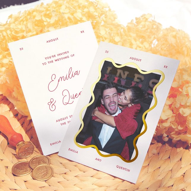 Foil Wavy Frame Retro Photo Wedding (Creator Uploaded)
