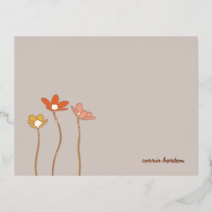 Foil Wildflowers Floral Stationery Card