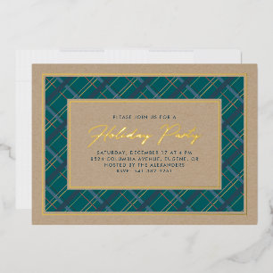 Foil Winter Plaid Holiday Party Invitation Foil In