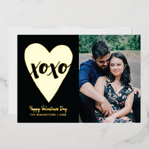 Foil XOXO Heart Valentine's Day Card - Black