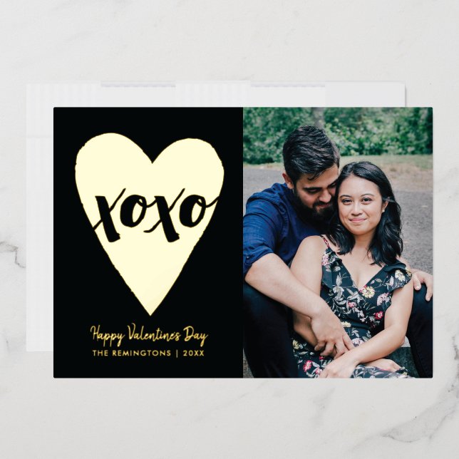 Foil XOXO Heart Valentine's Day Card - Black (Envelope)