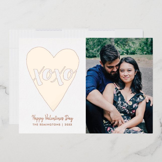 Foil XOXO Heart Valentine's Day Card - White (Envelope)