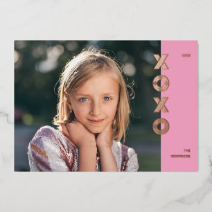 Foil XOXO Valentine's Day Photo Card - Pink