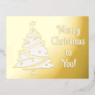 Foiled Christmas Tree Holiday Postcard