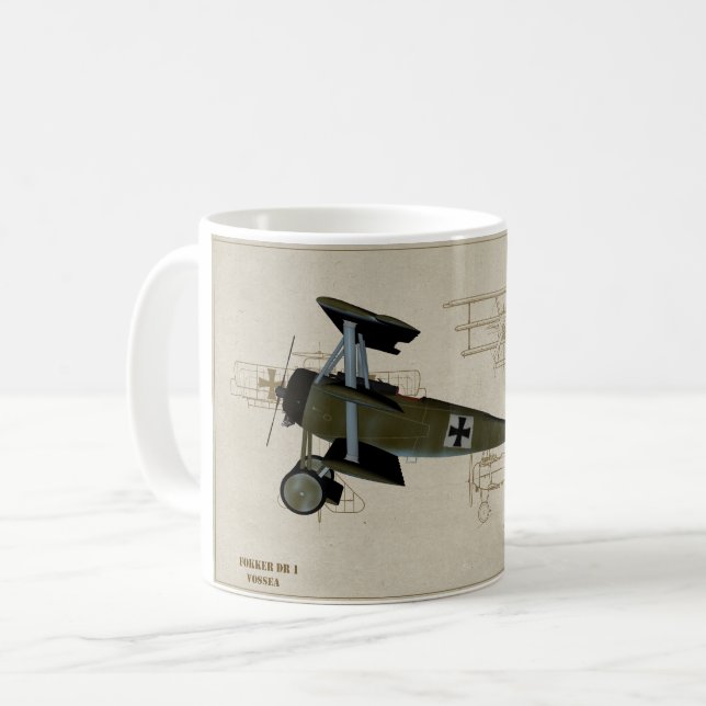 Fokker DR 1 Fighter WWI Coffee Mug (Front Left)