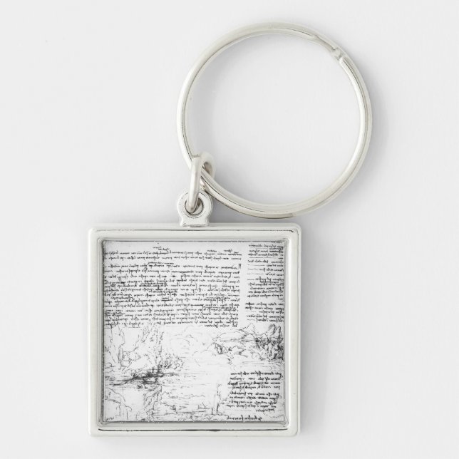 Fol.145v-a, page from Da Vinci's notebook Key Ring (Front)