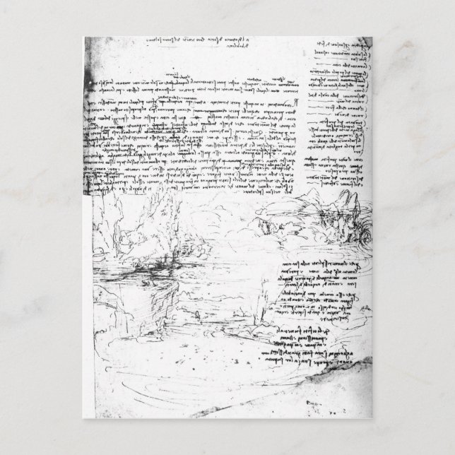 Fol.145v-a, page from Da Vinci's notebook Postcard (Front)