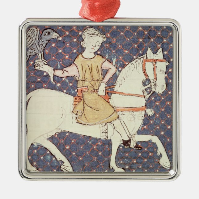 Fol.58v May: Falconry Metal Tree Decoration (Front)