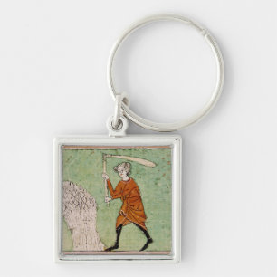 Fol.59r August: Threshing Wheat Key Ring