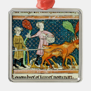 Fol.59r October: Ploughing Metal Tree Decoration