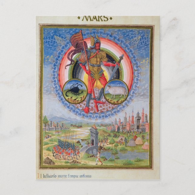 Fol.7v The Planet Mars, from 'De Sphaera', 1470 Postcard (Front)