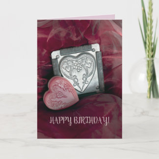 Fold Pink Greeting Card BIRTHDAY hearts add name!