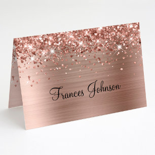 Fold Your Own Glittery Rose Gold Name Place Cards