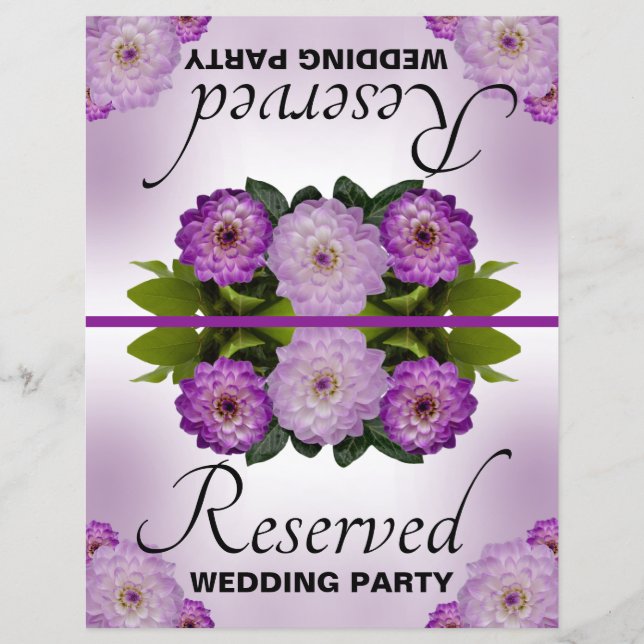 Foldable Wedding Reserved Dahlia Purple Floral (Front)