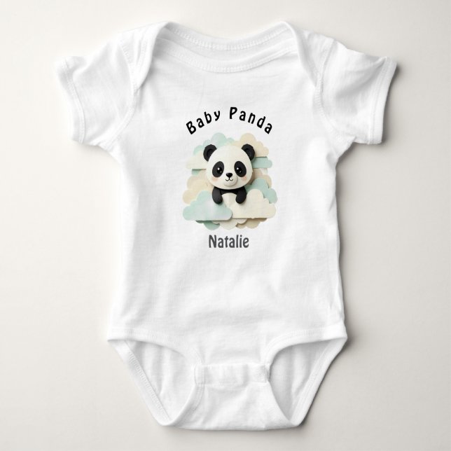 Folded Baby Panda | Cute Origami  Bodysuit (Front)