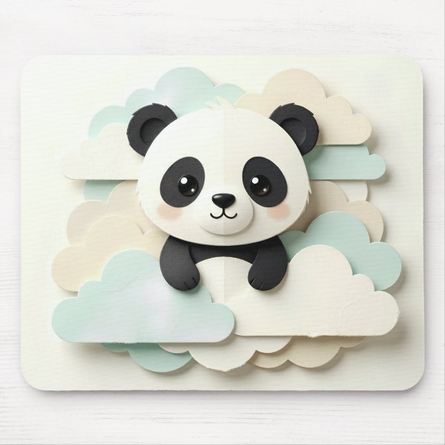 Folded Baby Panda | Cute Origami  Mouse Mat (Front)