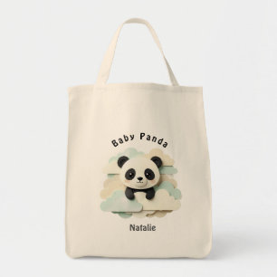 Folded Baby Panda   Cute Origami  Tote Bag
