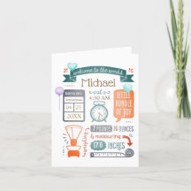 Folded Baby Stats Announcement Card