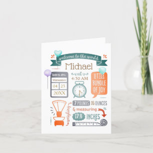 Folded Baby Stats Announcement Card